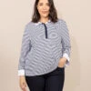 Polo Rayé Manches Longues Blanc Femme -Terre De Marins prod 9375 polo m3 4 fond blanc raye indigo anita2 666x812 fc7ea0111e0b