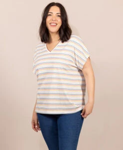 T-shirt Rayé Fils Métallisés Femme