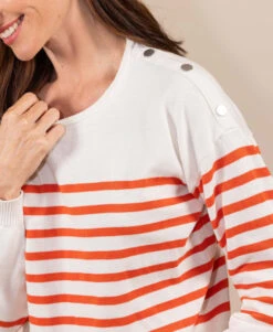 Pull Marin Femme Fond Grège Rayé Orange 7 Pull Marin Femme Fond Grège Rayé Orange -Terre De Marins prod 9411 pull fond grege raye orange hicha2 666x812 fc7ea0111e0b