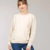 Pull Ajouré Grège Femme