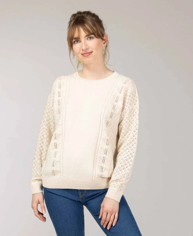 Pull Ajouré Grège Femme 3 Pull Ajouré Grège Femme
