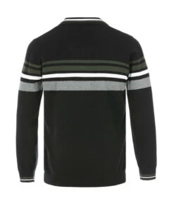 Pull Noir Homme Rayures Placées -Terre De Marins prod 9549 pull fond noir raye kaki conin 666x812 fc7ea0111e0b