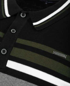 Pull Noir Homme Rayures Placées -Terre De Marins prod 9551 pull fond noir raye kaki conin 666x812 fc7ea0111e0b