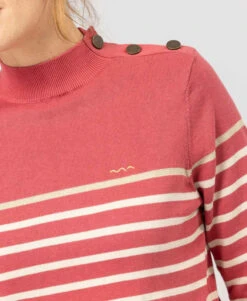 Pull Marin Rose Femme -Terre De Marins prod 9566 pull fond bois de rose raye grege boricha 666x812 fc7ea0111e0b