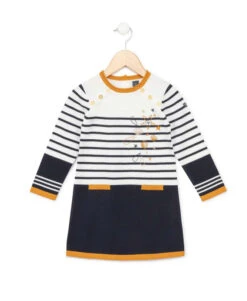 ROBE ML FOND NATUREL RAYE MARINE CABILLE -Terre De Marins prod 9569 robe ml fond naturel raye marine cabille 666x812 fc7ea0111e0b