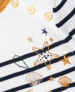 ROBE ML FOND NATUREL RAYE MARINE CABILLE -Terre De Marins prod 9570 robe ml fond naturel raye marine cabille 666x812 fc7ea0111e0b