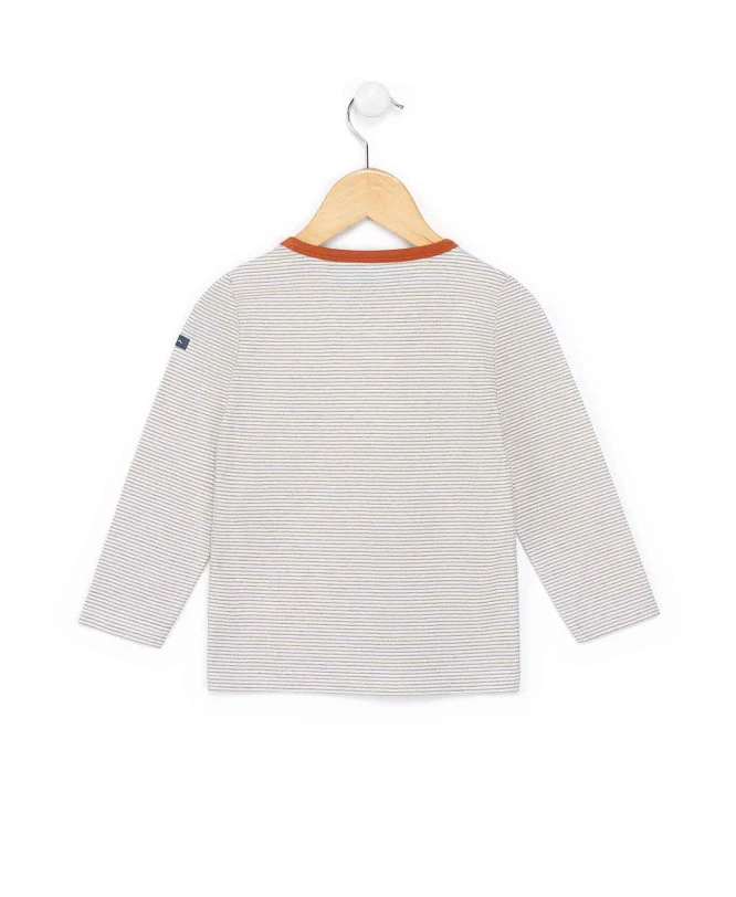 TEE SHIRT ML FOND NATUREL RAYE CHOCOLAT CARIDOS 4 TEE SHIRT ML FOND NATUREL RAYE CHOCOLAT CARIDOS – Image 2