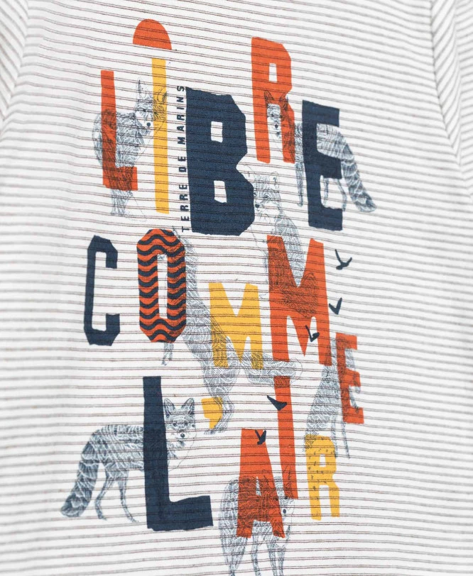 TEE SHIRT ML FOND NATUREL RAYE CHOCOLAT CARIDOS 5 TEE SHIRT ML FOND NATUREL RAYE CHOCOLAT CARIDOS – Image 3