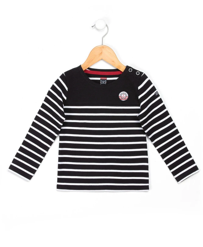 Marinière Authentique Fille Fond Marine Rayé Blanc 3 Marinière Authentique Fille Fond Marine Rayé Blanc