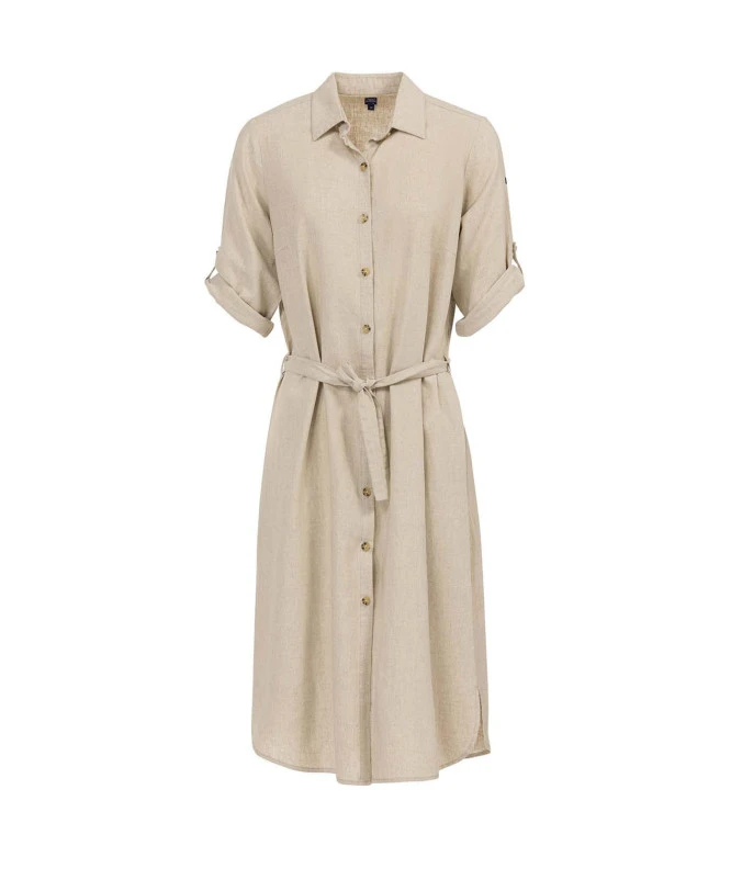 Robe En Lin Grège Manches 3/4 Femme 4 Robe En Lin Grège Manches 3/4 Femme – Image 2