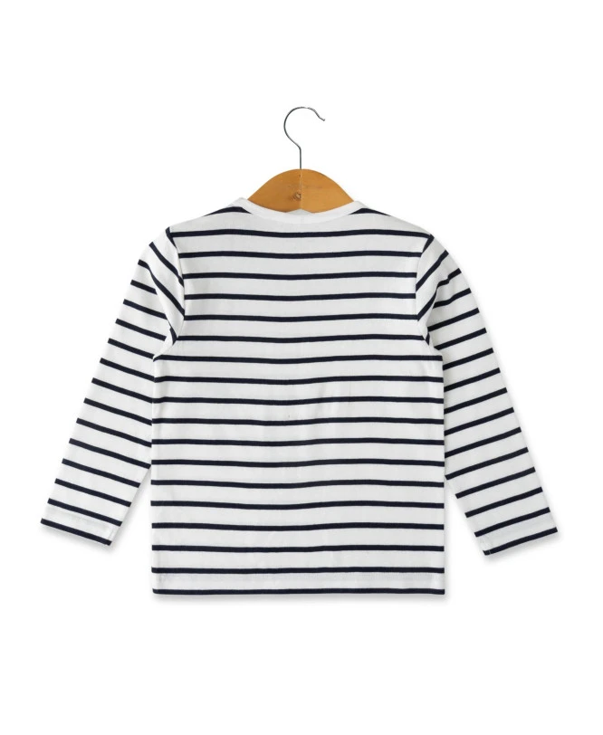 Marinière Garçon éco-conçue Blanc/bleu Marine 4 Marinière Garçon éco-conçue Blanc/bleu Marine – Image 2