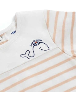 Body Marinière Bébé Fond Blanc Rayé Pêche -Terre De Marins prod 9850 body ml fond naturel raye peche clair bodima2 666x812 fc7ea0111e0b