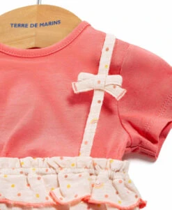 Combicourt Bébé Fille + T-shirt Corail 9 Combicourt Bébé Fille + T-shirt Corail -Terre De Marins prod 9874 salopette courte haut imprime quarta 666x812 fc7ea0111e0b
