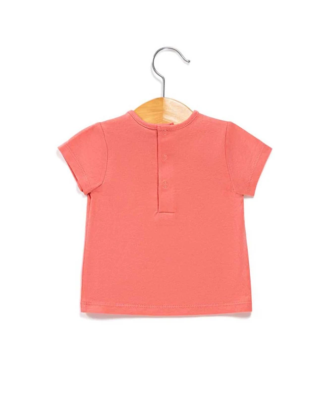 Combicourt Bébé Fille + T-shirt Corail 7 Combicourt Bébé Fille + T-shirt Corail – Image 5