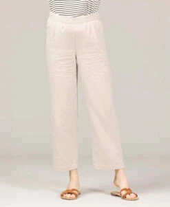 Pantalon Grège Femme En Lin